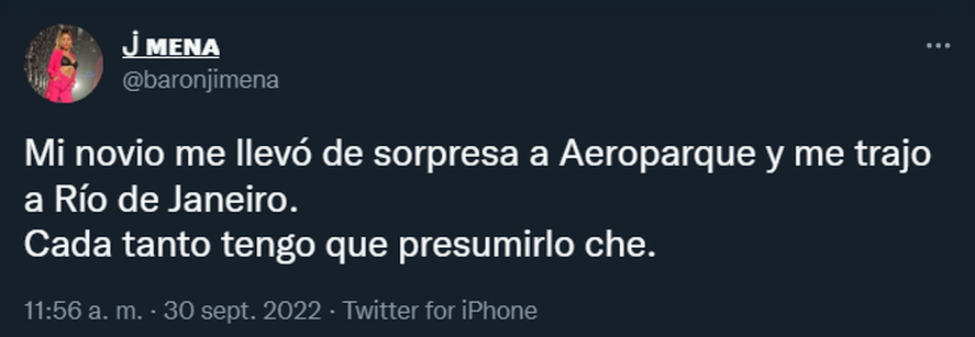 Jimena Barón presumiendo de su novio en las redes