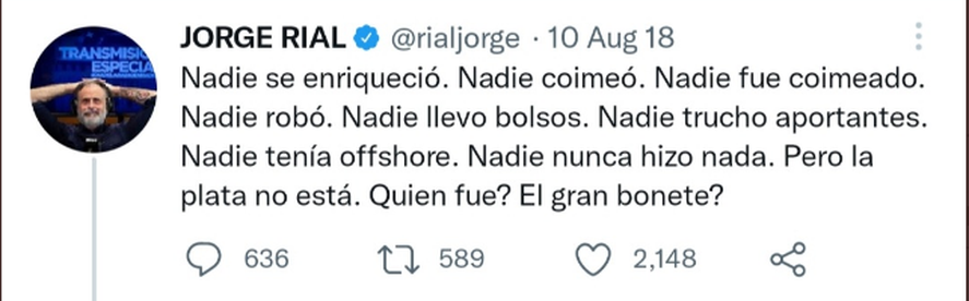 Jorge Rial en 2018 sobre las empresas Offshore
