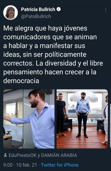 La publicación de hoy de Patricia Bullrich recibiendo a 