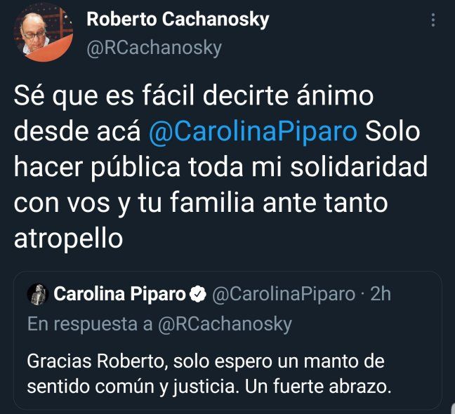 El mensaje de Cachanosky y la respuesta de Píparo sin aludir a la palabra atropello