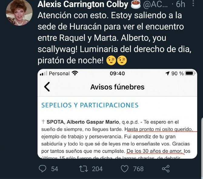 La cuenta de Twitter que dio a conocer los avisos fúnebres de la amante y la esposa del finado 