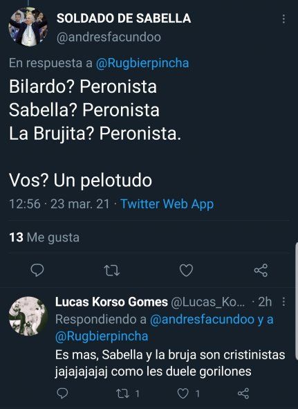 Los tweets de la polémica. ¿Se puede ser Pincha y Peronista o de Gimnasia y Radical?