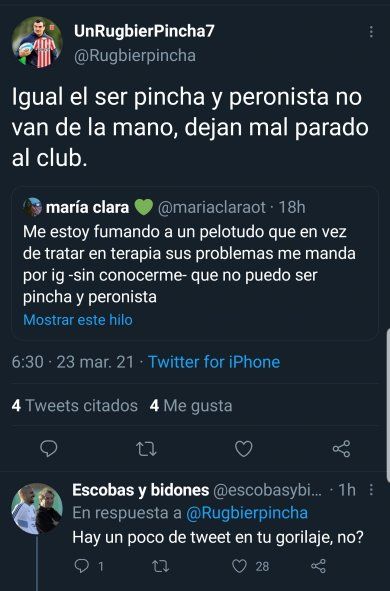 Los tweets de la polémica. ¿Se puede ser Pincha y Peronista o de Gimnasia y Radical?