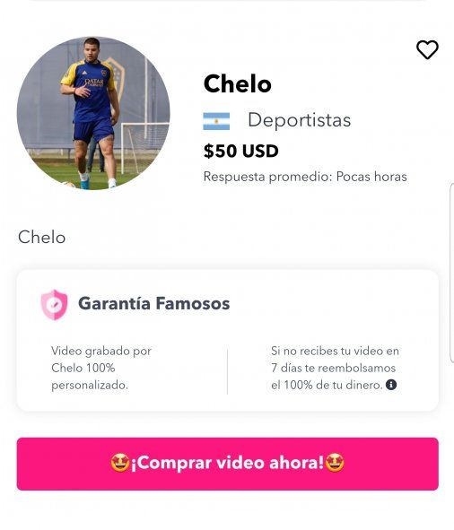 El aviso completo del jugador de Gimnasia ofreciendo su saludo o mensaje por 50 dólares
