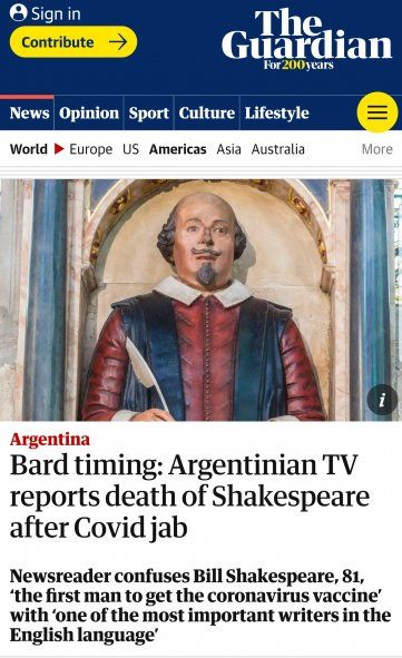 El diario inglés The Guardian refleja el blooper de la presentadora de noticias del Canal 26 sobre la 