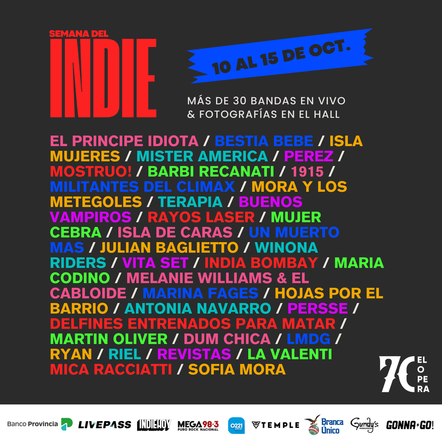 Se viene la semana del Indie en el Teatro Ópera de la Plata Se viene la semana del Indie en el Teatro Ópera de la Plata