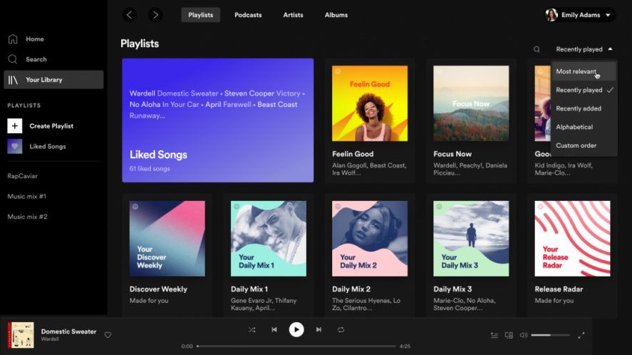 Nueva vista de Spotify