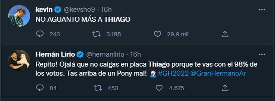 Thiago de Gran Hermano es el apuntado de las redes para ser el próximo eliminado