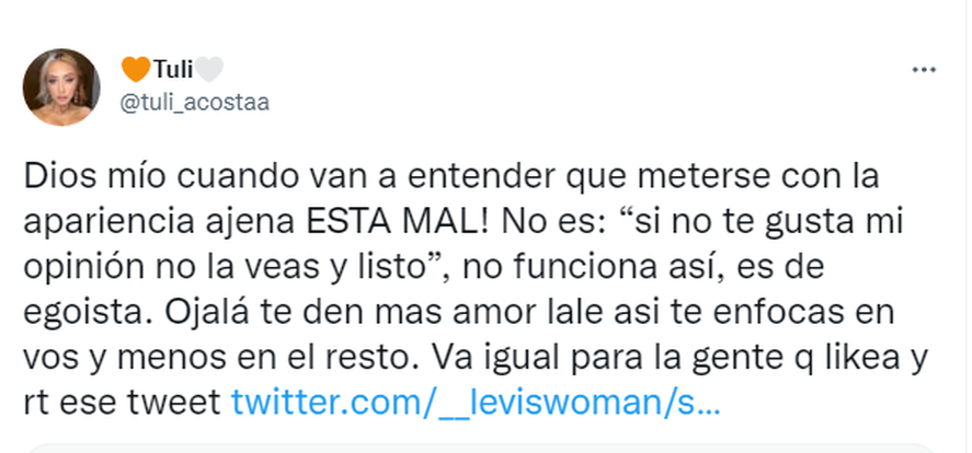Tuli Acosta habló sobre el hate que recibió Oriana Sabatini por su look