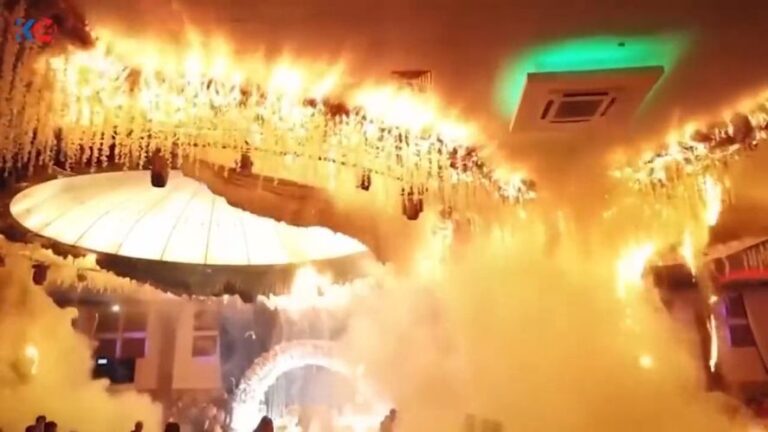 Tenebrosas imágenes del incendio en una boda en Irak, parecen un film