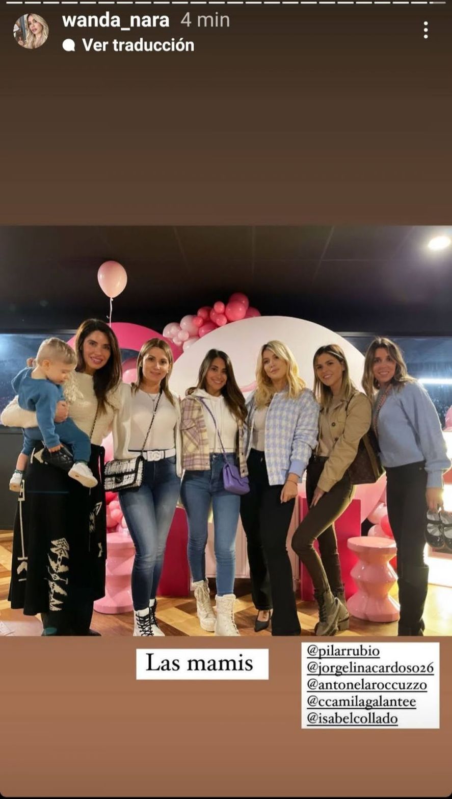Wanda Nara junto a Antonela Roccuzzo en el cumple de su hija Isabella