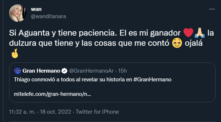 Wanda Nara eligió a su favorito para ganar Gran Hermano