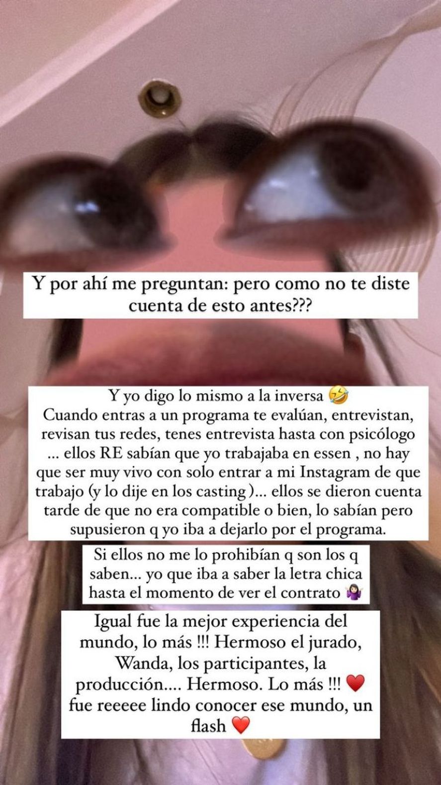 Historia de Instagram de Fiamma Albasini, ex MasterChef.