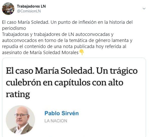 El descargo de los colegas de Pablo Sirvén en La Nación por su nota sobre María Soledad Morales.