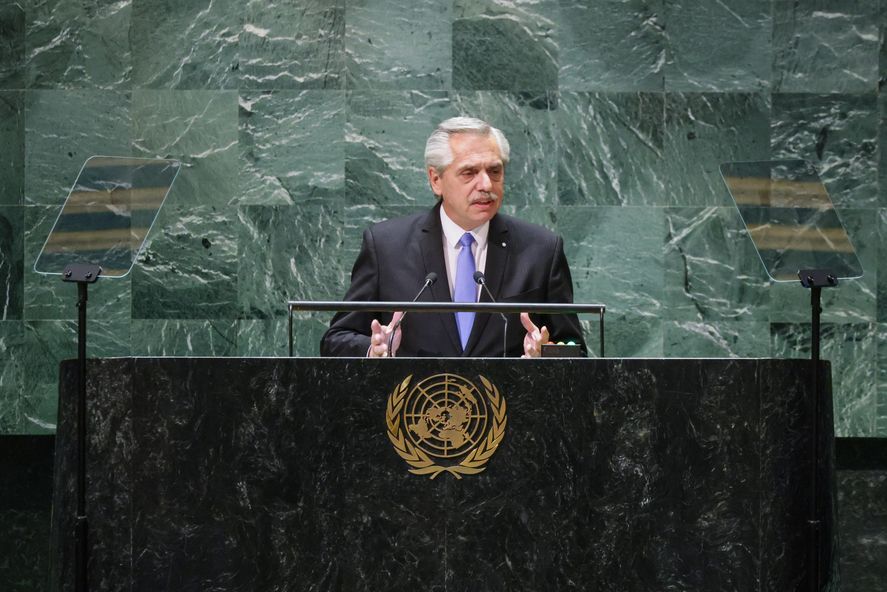 Alberto Fernández en su intervención en la ONU