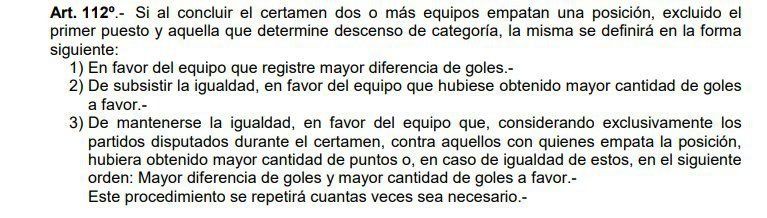 El artículo 112 de AFA, tampoco habla de sorteo.