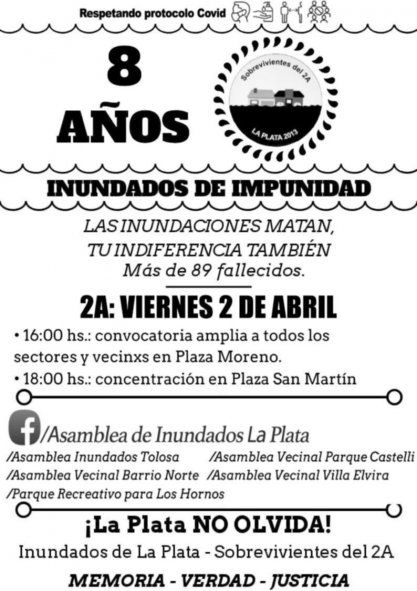 Este 2 de abril habrá una marcha pedir justicia por los fallecidos en la inundación de La Plata