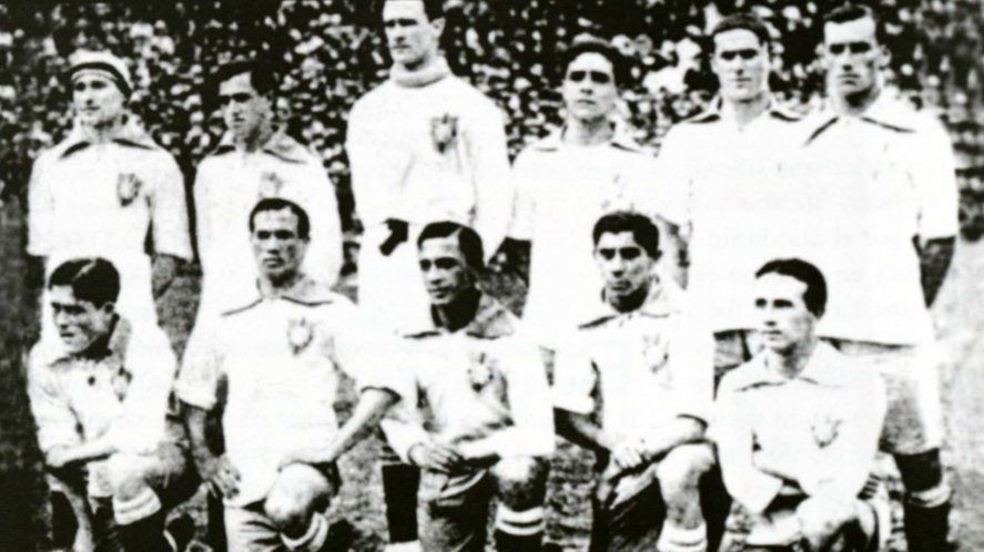 Una formación de Brasil en la Copa América de 1919.