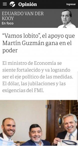 El artículo de Van der Kooy que elogia a Guzmán y cuenta la anécdota de la frase Vamos Lobito