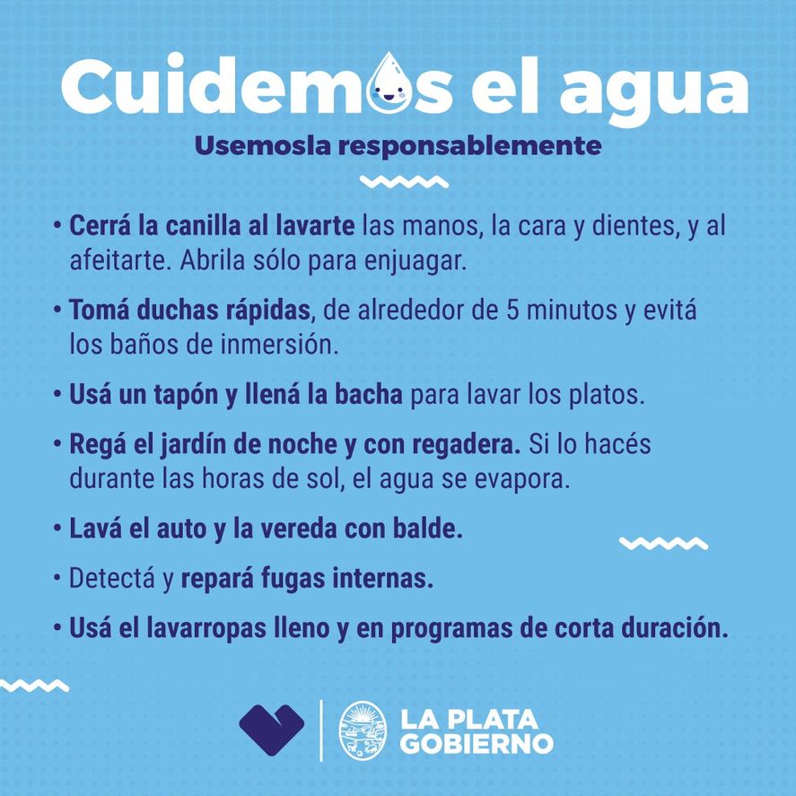 El Municipio de La Plata dio consejos para evitar el derroche de agua en verano