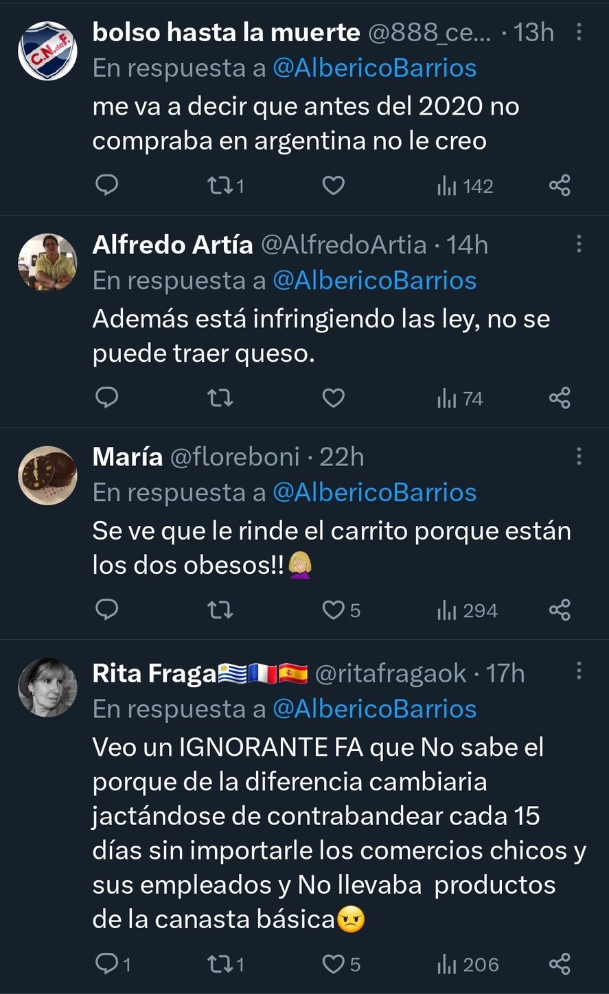 Al ver la nota en redes acerca de la compra masiva en supermercados argentinos por la ventaja cambiaria del dólar, desde Uruguay llovieron las críticas para quienes realizan esta práctica. Se armó la grieta "charrúa" 