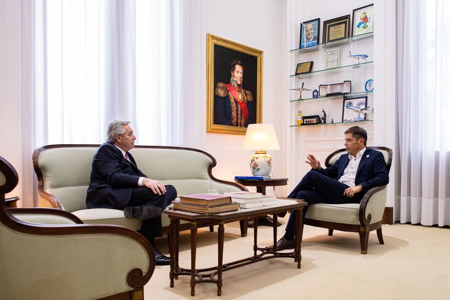 El presidente Alberto Fernández y el gobernador Axel Kicillof, en La Plata