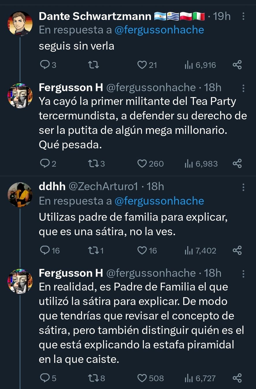 Algunas reacciones al resumen de Padre de Familia y la comparación con el gobierno de Javier Milei 