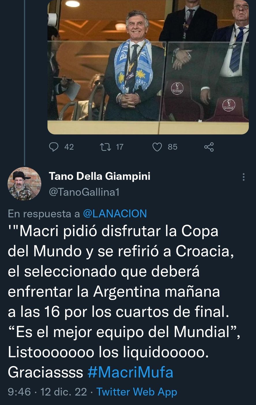 Algunos usuarios de redes celebraron las declaraciones de Mauricio Macri elogiando a Croacia. Lo tildan de 