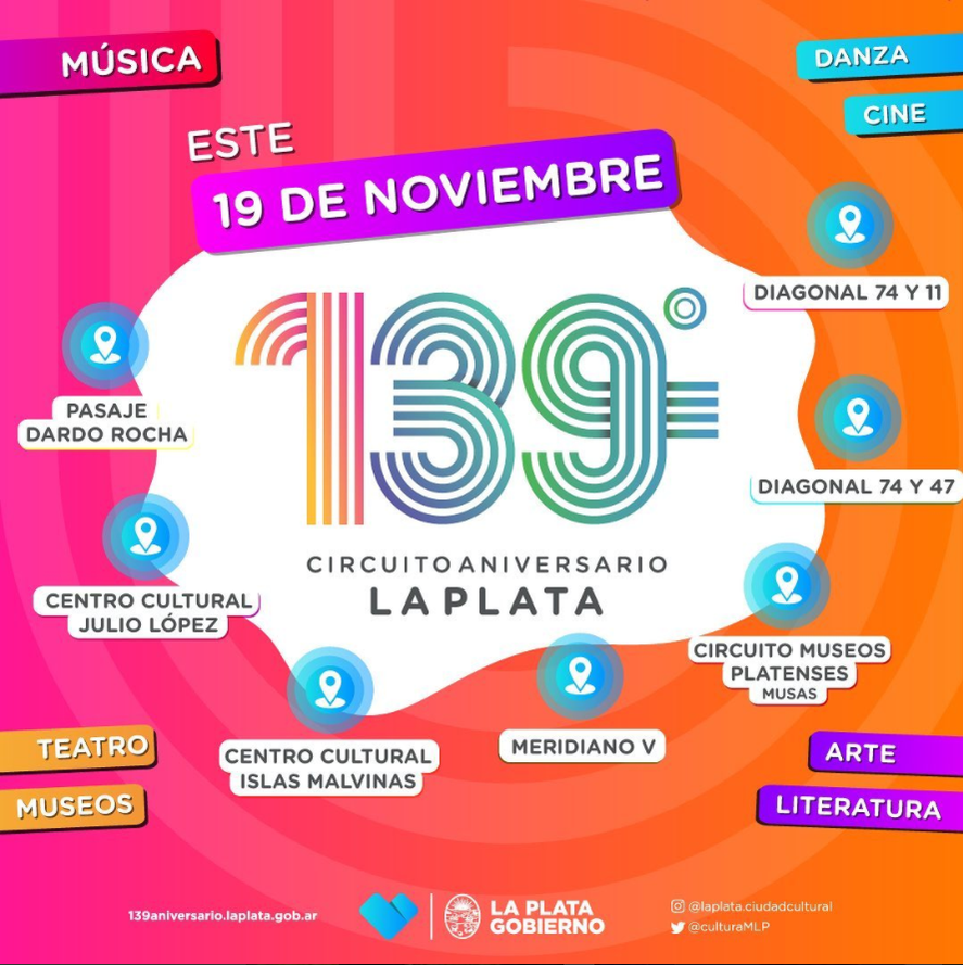El aniversario 139 de La Plata contará con más de 700 artistas que desarrollarán diversas actividades en toda la ciudad.