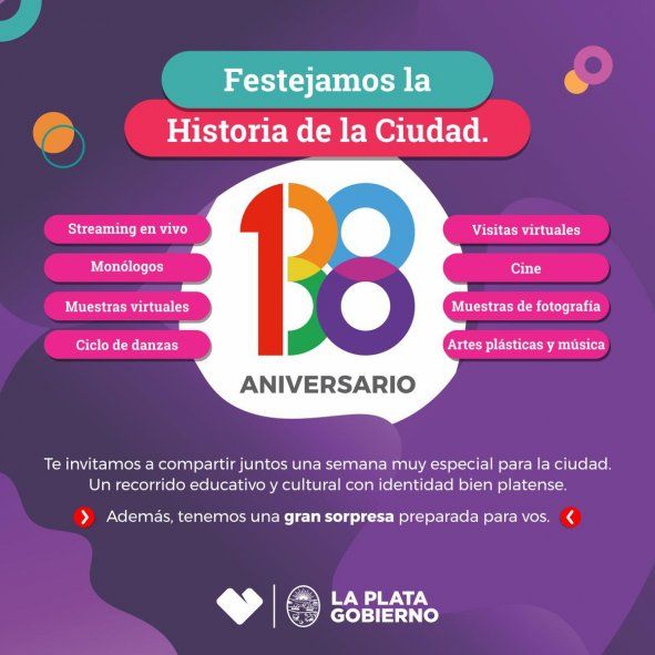 Los festejos por el aniversario de La Plata serán en su mayoría virtuales