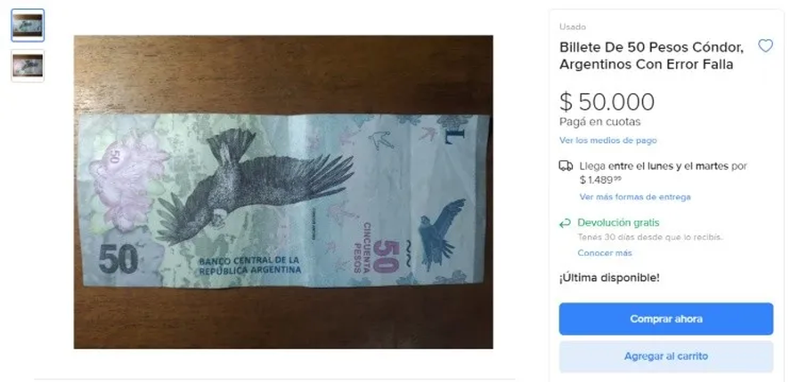 Los billetes buscados por los coleccionistas posee un error de tinta en la impresión que modificó todos los detalles del fondo del billete, dejando el papel completamente rosa.