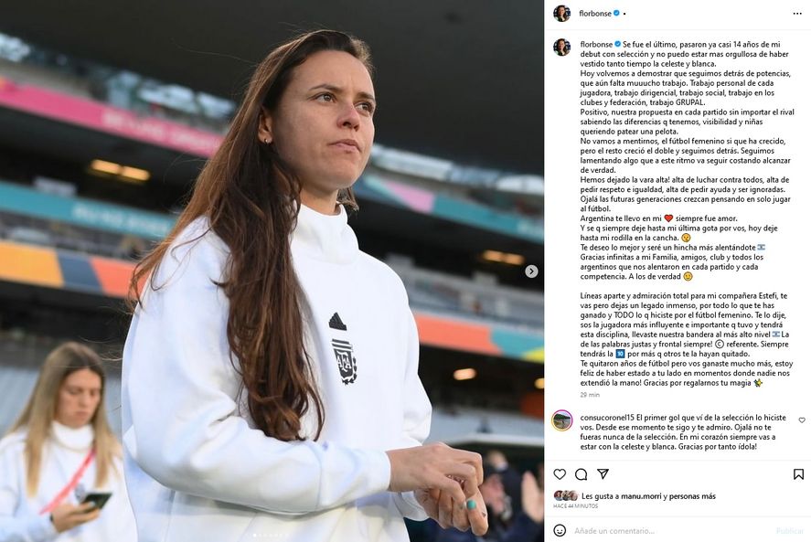 La publicación de Florencia Bonsegundo en su cuenta de Instagram.