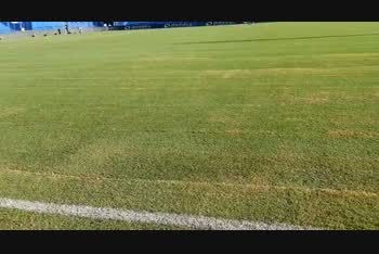 Estado del campo de juego de la cancha de Vélez, previo al partido de Gimnasia