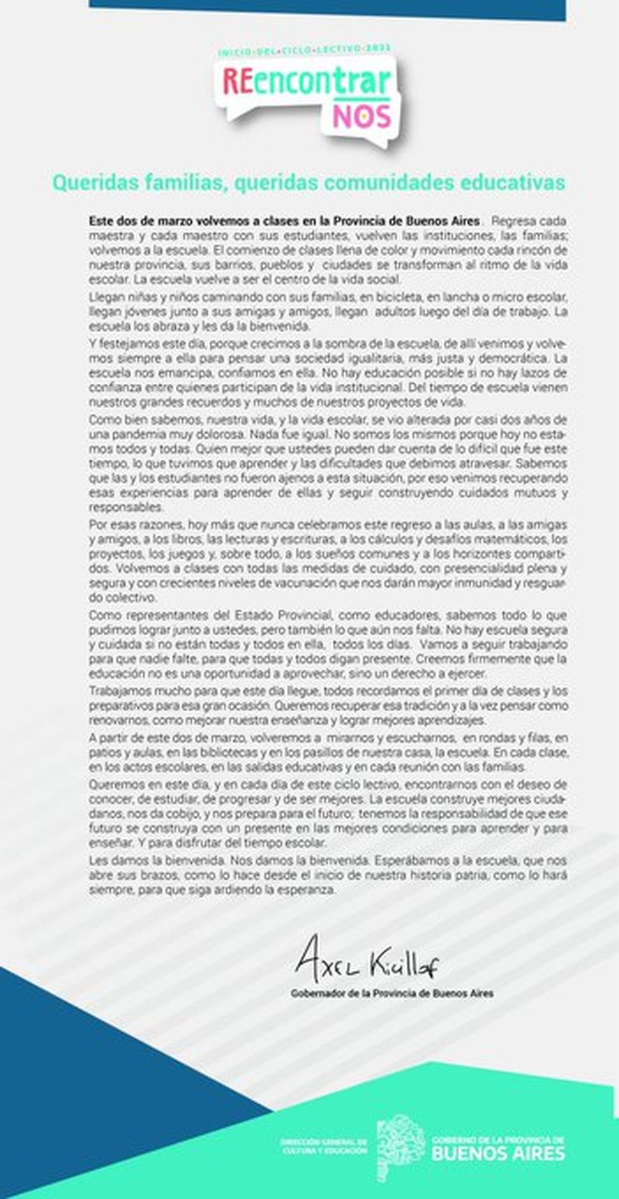 La carta de Axel Kicillof