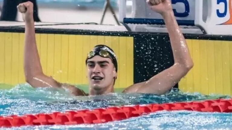 Ulises Cazau, nadador platense que ganó el oro en el Sudamericano Juvenil de Deportes Acuáticos