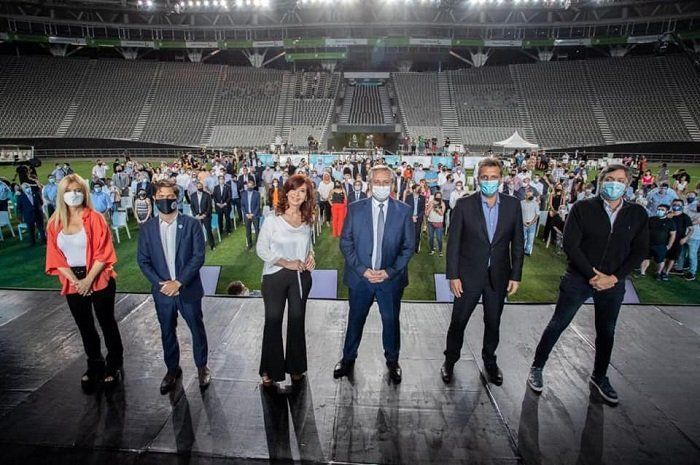 Cristina Fernández de Kirchner estuvo en La Plata en diciembre de 2020 para hacer un repaso del primer año de gestión del Frente de Todos.