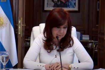 La vicepresidenta Cristina Fernández de Kirchner durante su exposición frente al TOF 8.