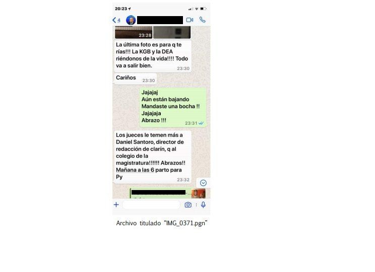 Conversación de Whatsapp de D'Alessio que figura en la causa