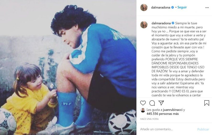 Dalma Maradona le dedicó desgarradoras palabras a su papá en su cuenta de Instagram