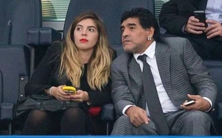 Dalma y Diego Maradona en el mundial 2014.
