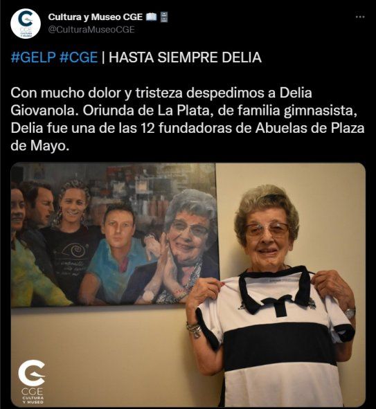 Gimnasia despidió a Delia Giovanola, fundadora de Abuelas de Plaza de Mayo