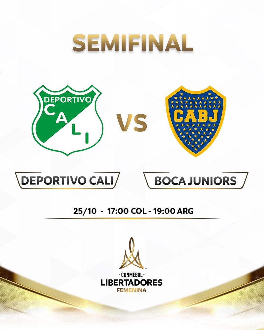 Boca y Deportivo Cali definen al primer finalista de la Copa Libertadores de fútbol femenino.