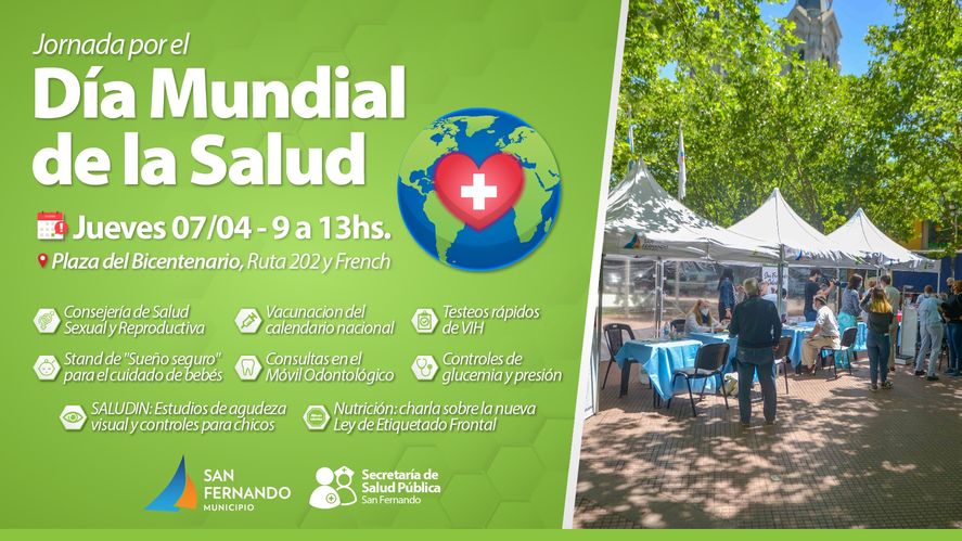 Este jueves, San Fernando realizará controles médicos y charlas por el "Día Mundial de la Salud".