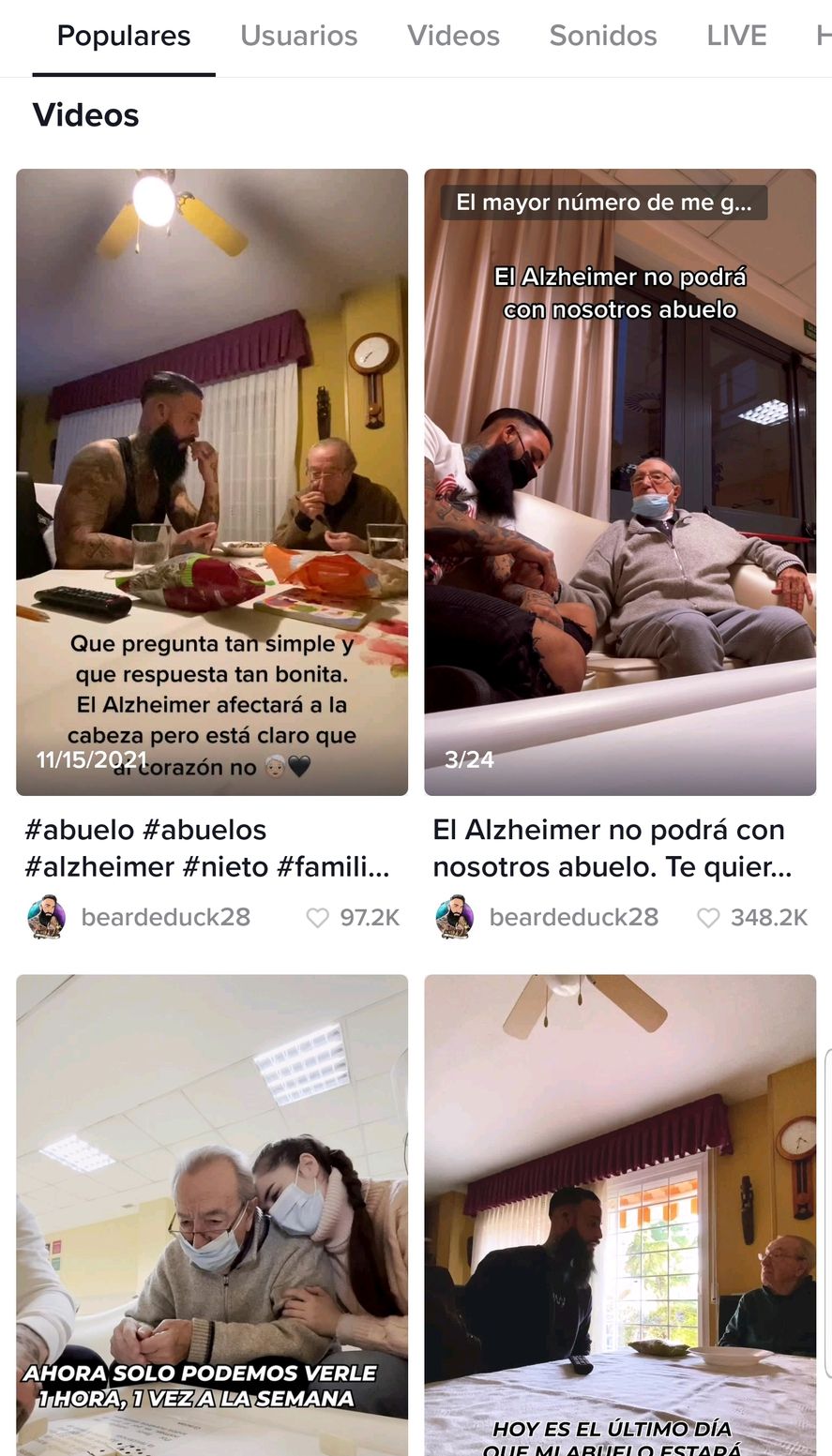 El abuelo con Alzheimer y su nieto tiktoker son furor por la potencia emocional de sus videos