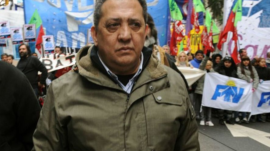 El dirigente Luis DÈlía durante una movilización callejera. 