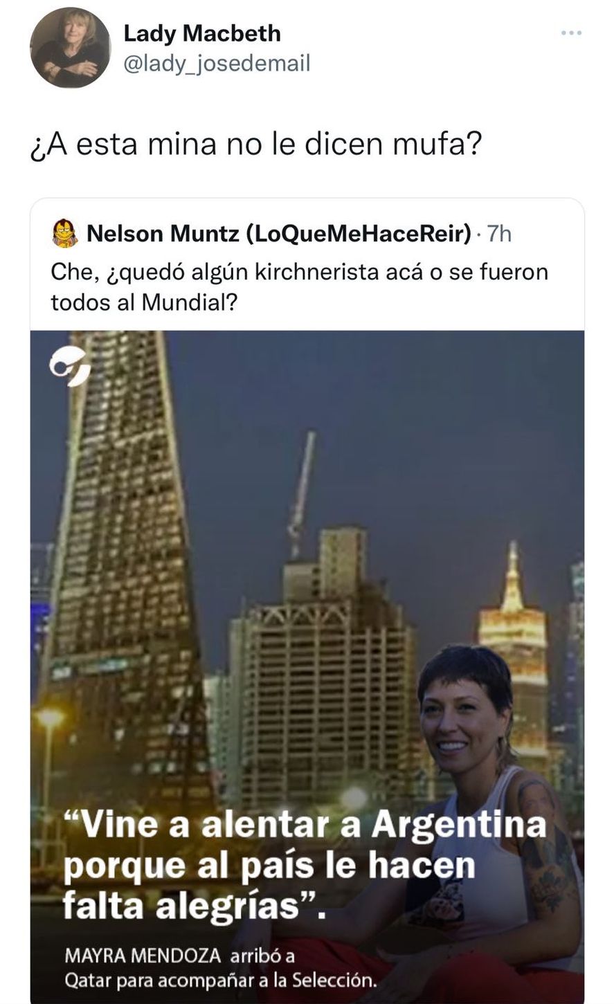 El falso posteo al que la Intendenta de Quilmes, Mayra Mendoza, le salió al cruce. La acusaban de haberse ido a ver el Mundial de Qatar 2022. 