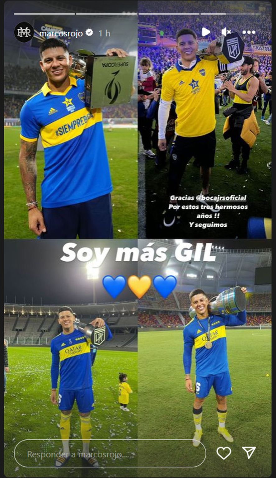 El posteo de Marcos Rojo con sus títulos en Boca y un mensaje a los hinchas de Estudiantes El posteo de Marcos Rojo con sus títulos en Boca y un mensaje a los hinchas de Estudiantes