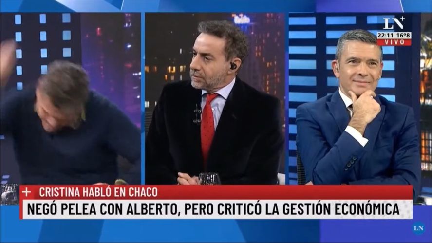 El preciso momento del puñetazo de Alfredo Casero a la mesa de Luis Majul en el estudio de La Nación Más 