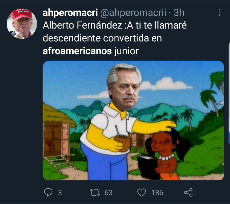 El Presidente Alberto Fernández y la frase "tenemos descendientes que se convirtieron en afroamericanos", provocó los infaltables memes de Los Simpson