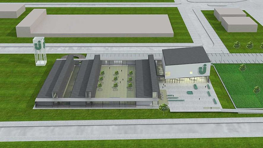 El render de la sede berazateguense de la UNAJ que presentará hoy Alberto Fernández.